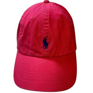 Polo Ralph Lauren Pink Hat Blue Pony Cotton Chino Ball Cap Adjustable Strap